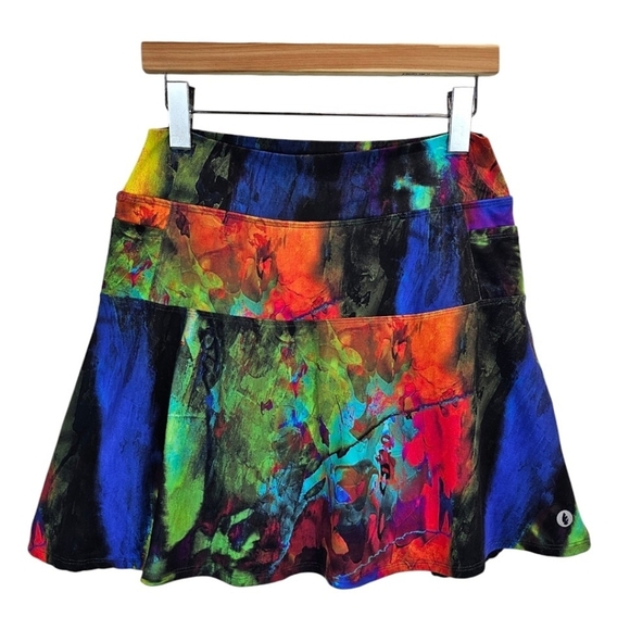 DonaJo Multicolored Abstract Tennis Pickleball Sporty Skorts Skirt Size Large - Picture 2 of 13